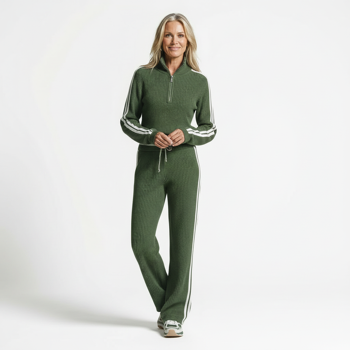 Helivessora - Sport Chic Striped Loose Fit Two-Piece Set