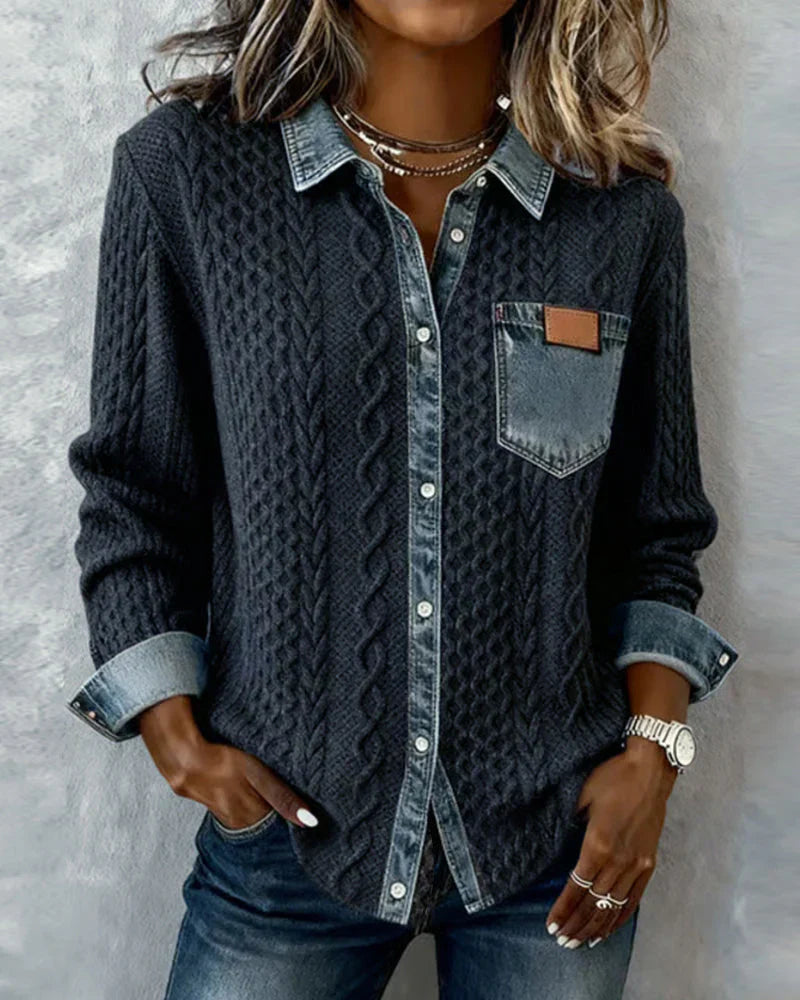 Simone™ | Denim Patchwork Shirt