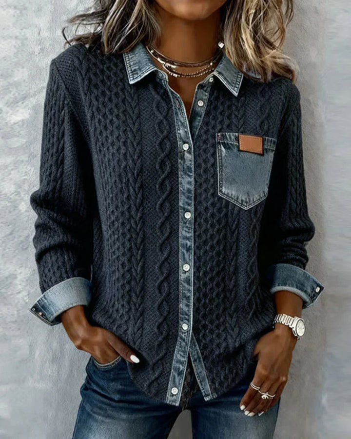 Simone™ | Denim Patchwork Shirt