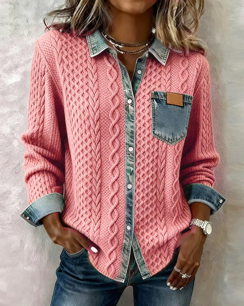 Simone™ | Denim Patchwork Shirt