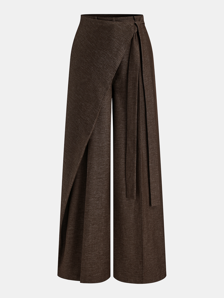 Asymmetric Wrap Wide-Leg Pants