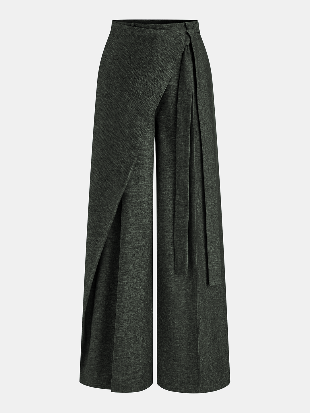 Asymmetric Wrap Wide-Leg Pants