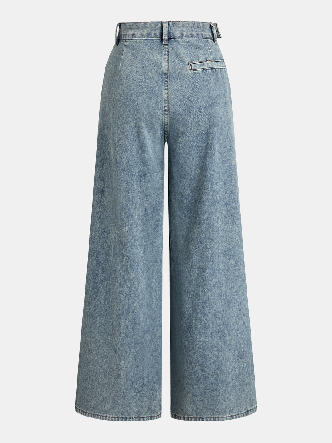 Asymmetrical Ruched Denim Wide-Leg Pants