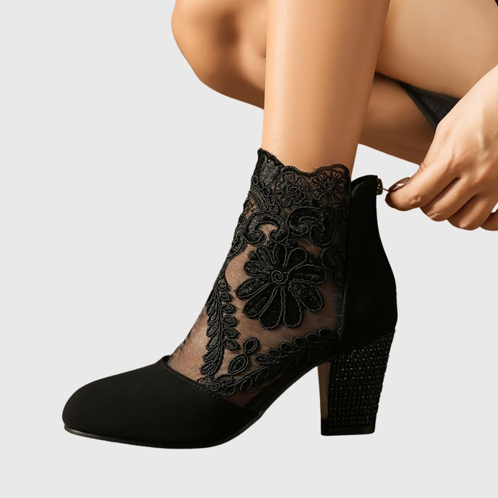 Zelina - Embroidered Ankle Boots