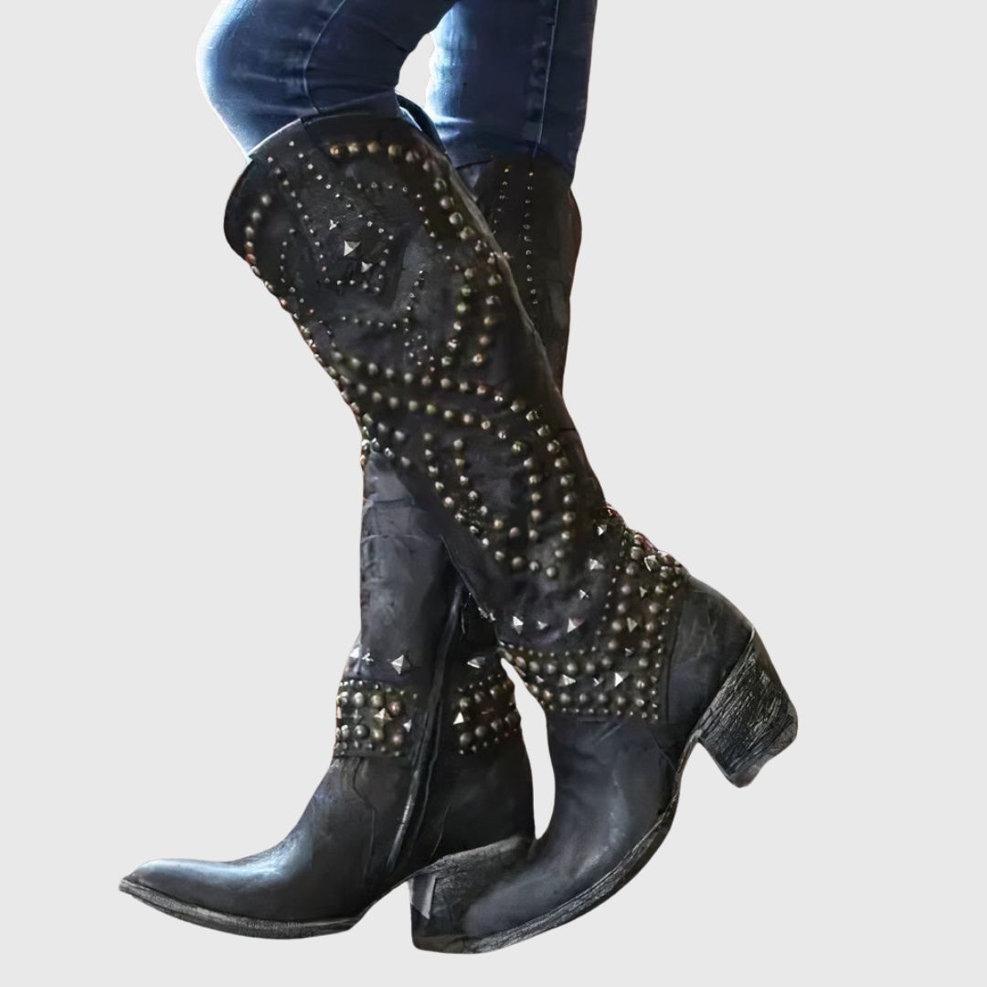 Alyssa - Studded Cowboy Boots