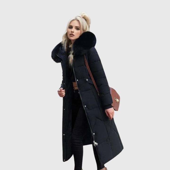 Hannah - Quilted Coat with Hood Trim