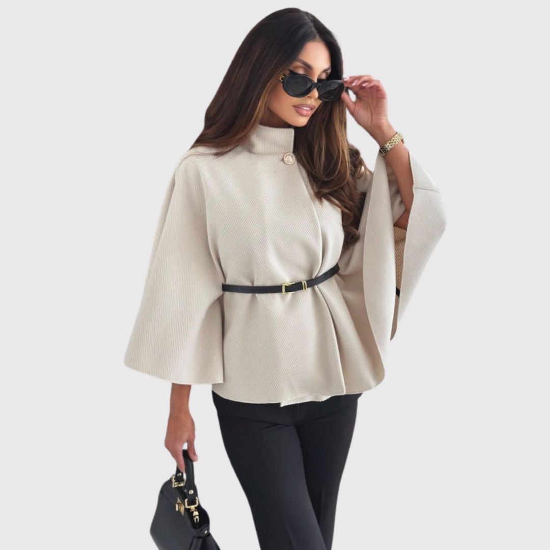 Eleanor - Elegant Belted Cape Jacket