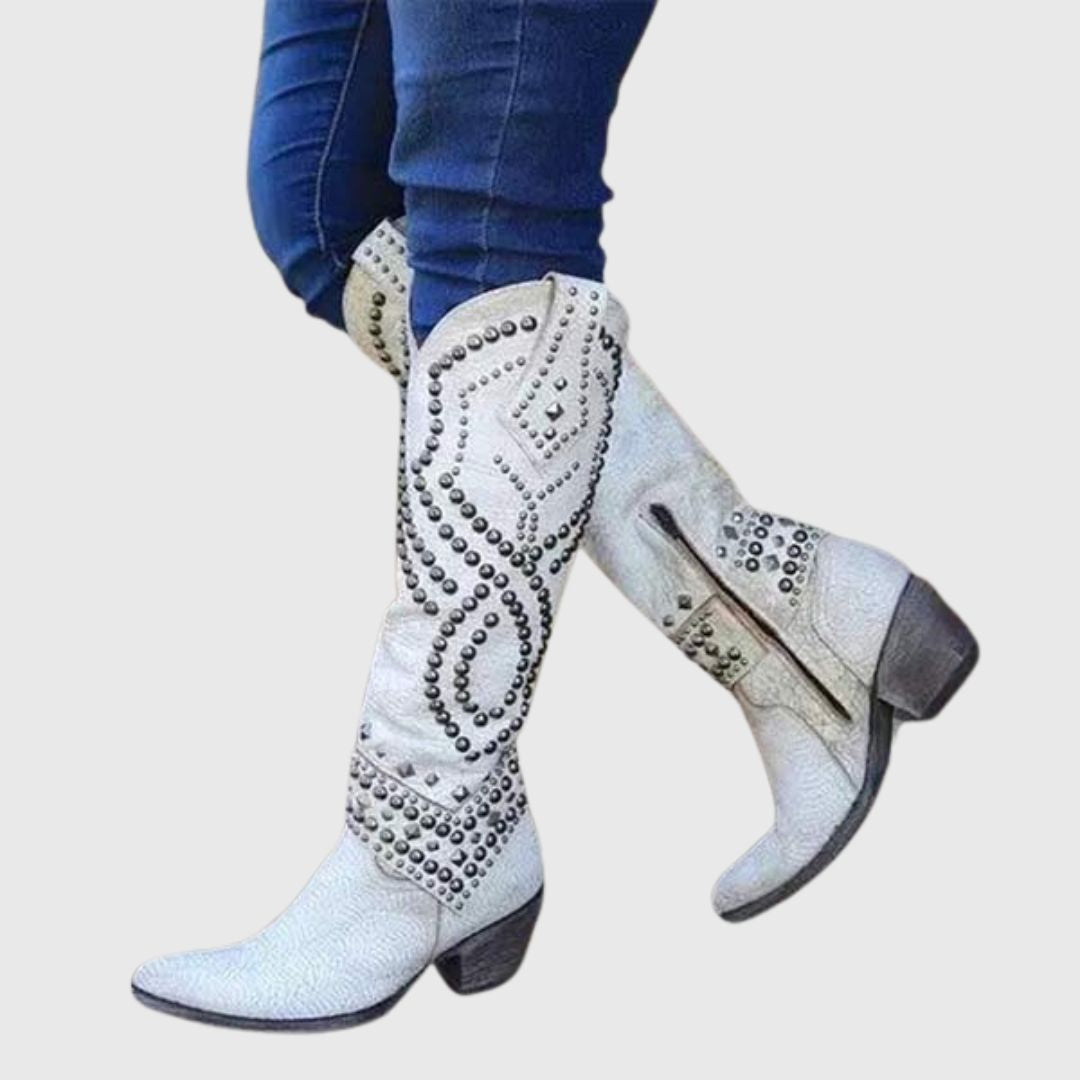 Alyssa - Studded Cowboy Boots