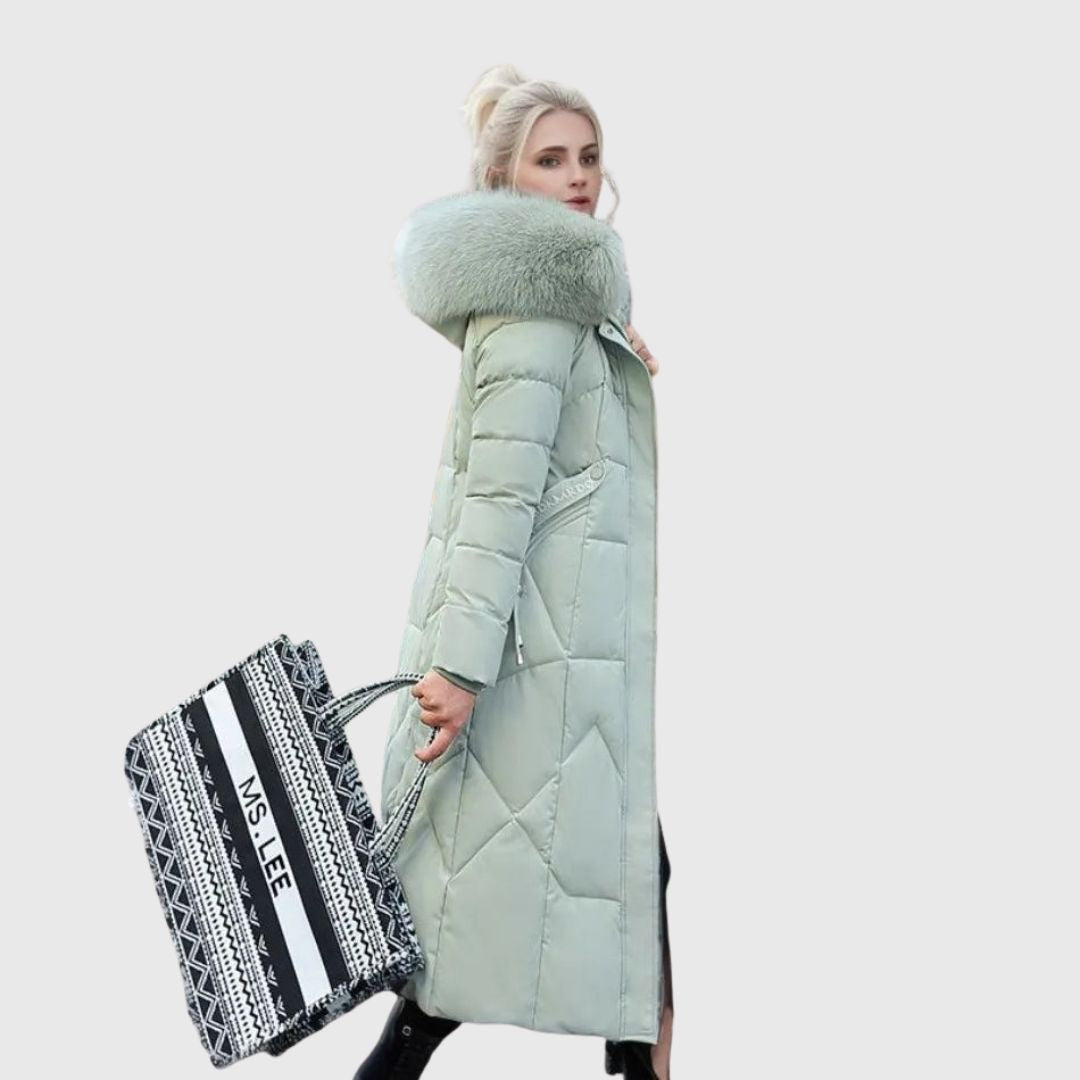 Hannah - Quilted Coat with Hood Trim