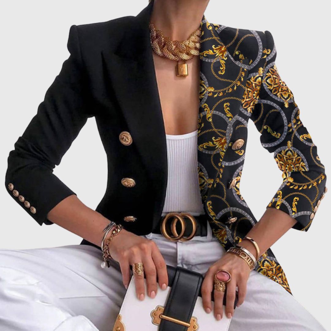 Eleanor - Contrast Panel Buttoned Blazer