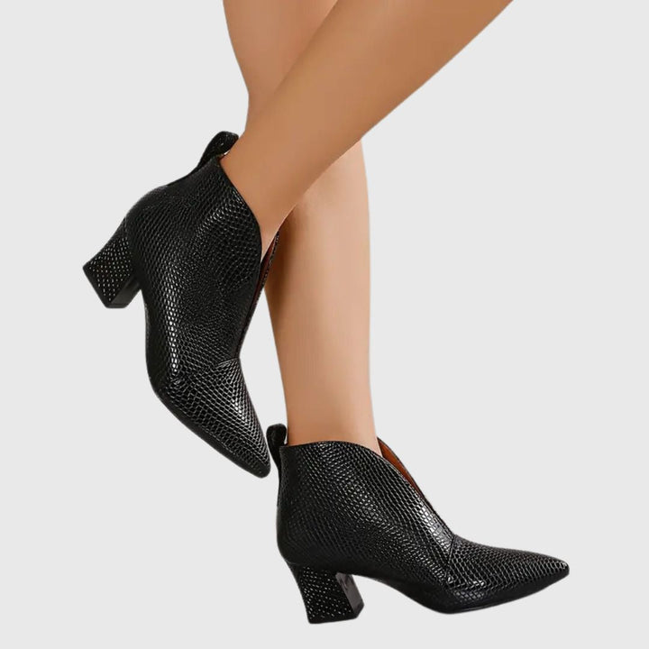 Natalie - Reptile-Textured Ankle Boots