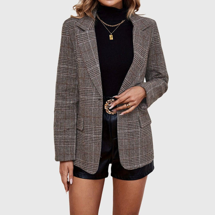 Danielle - Plaid Button Blazer